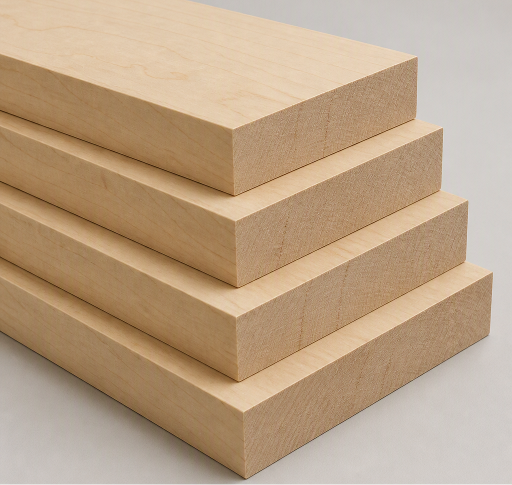 Maple Hardwood Lumber S4S – Kiln Dried – 4 Pack (Premium Woodworking Boards)
