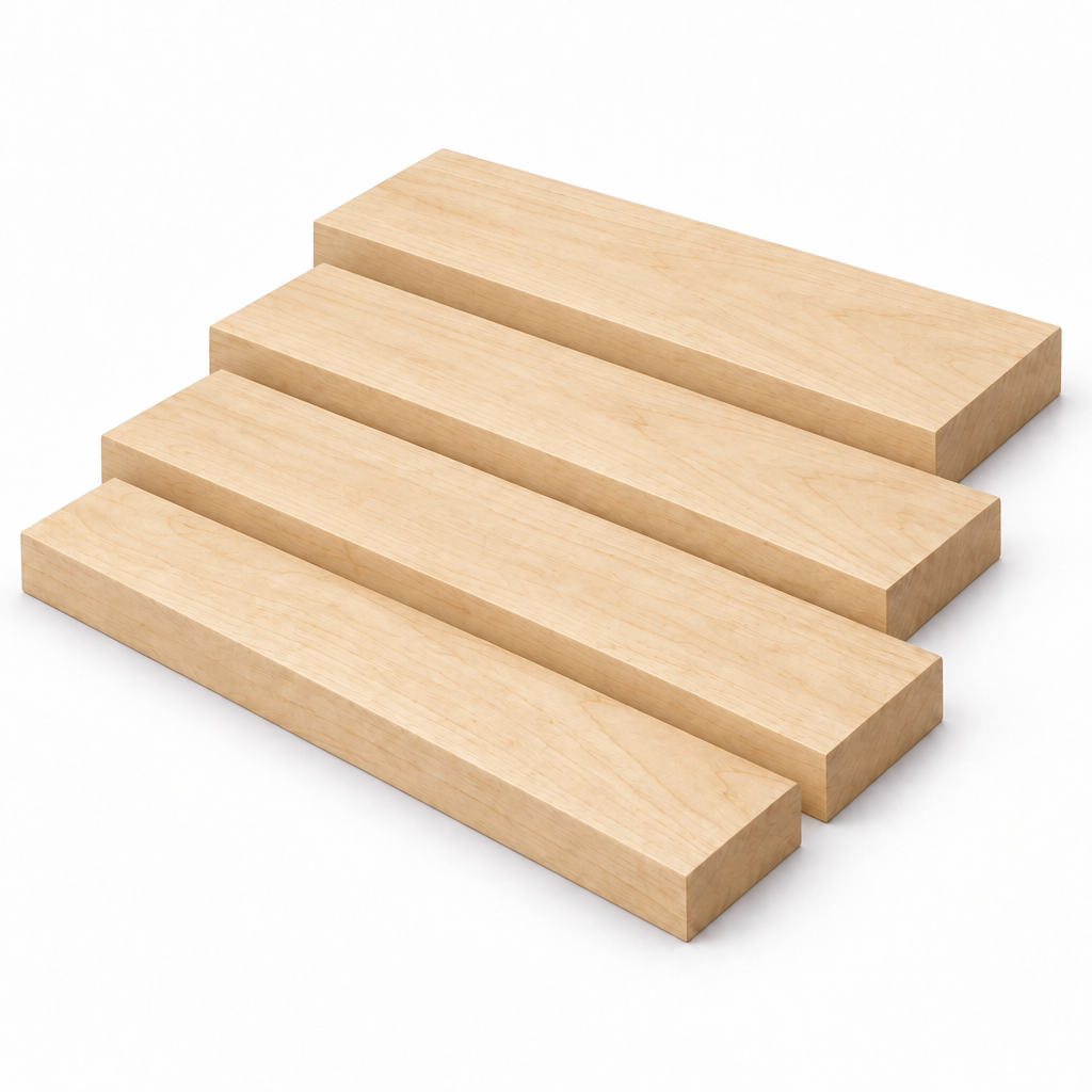Four maple boards on a white background