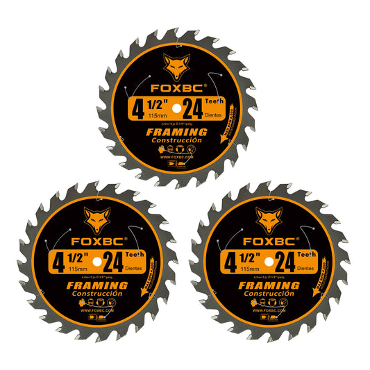 FOXBC 4-1/2 Inch 24T Carbide Circular Saw Blade Framing Wood Cutting with 3/8-Inch Arbor
