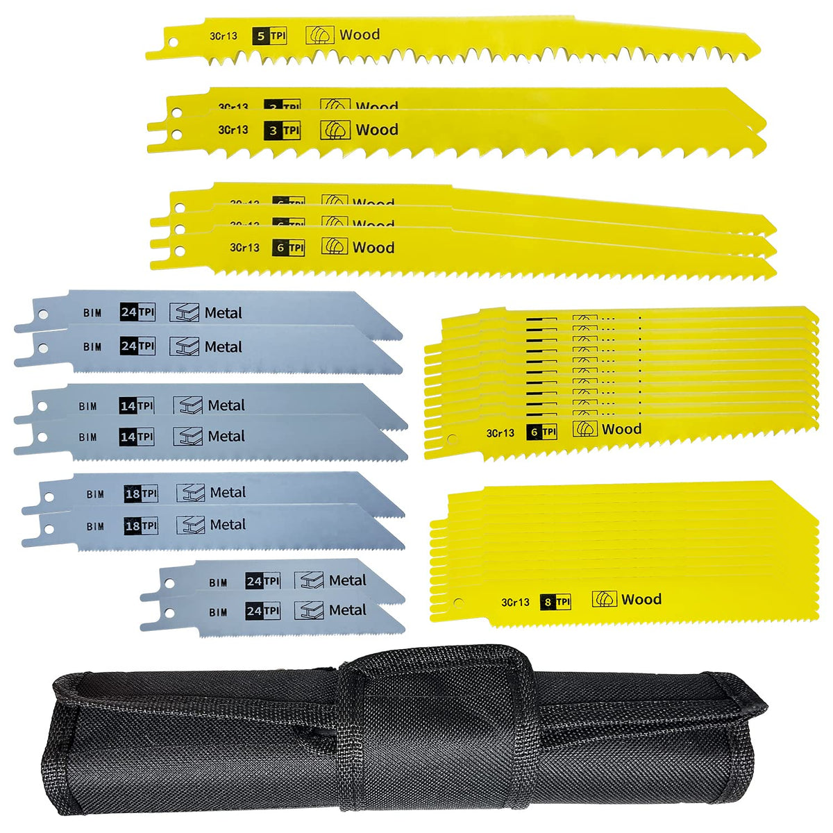 FOXBC Reciprocating Saw Blades Set for DEWALT, Milwaukee, Black+Decker, Ryobi, Makita, Bosch and Most Reciprocating Saw for Metal/Wood Cutting - 36 Pack