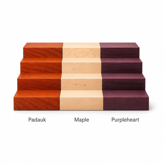 Exotic Wood Blanks 12-Pack – Padauk, Hard Maple, Purpleheart – 12" & 16" Options | 2" width