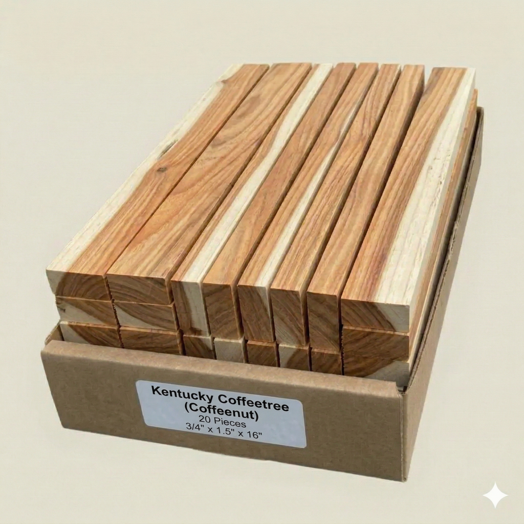 KentuckyCoffeetree (Coffeenut) Hardwood Boards - 3/4" x 1.5" x 16" - 20 Pieces.