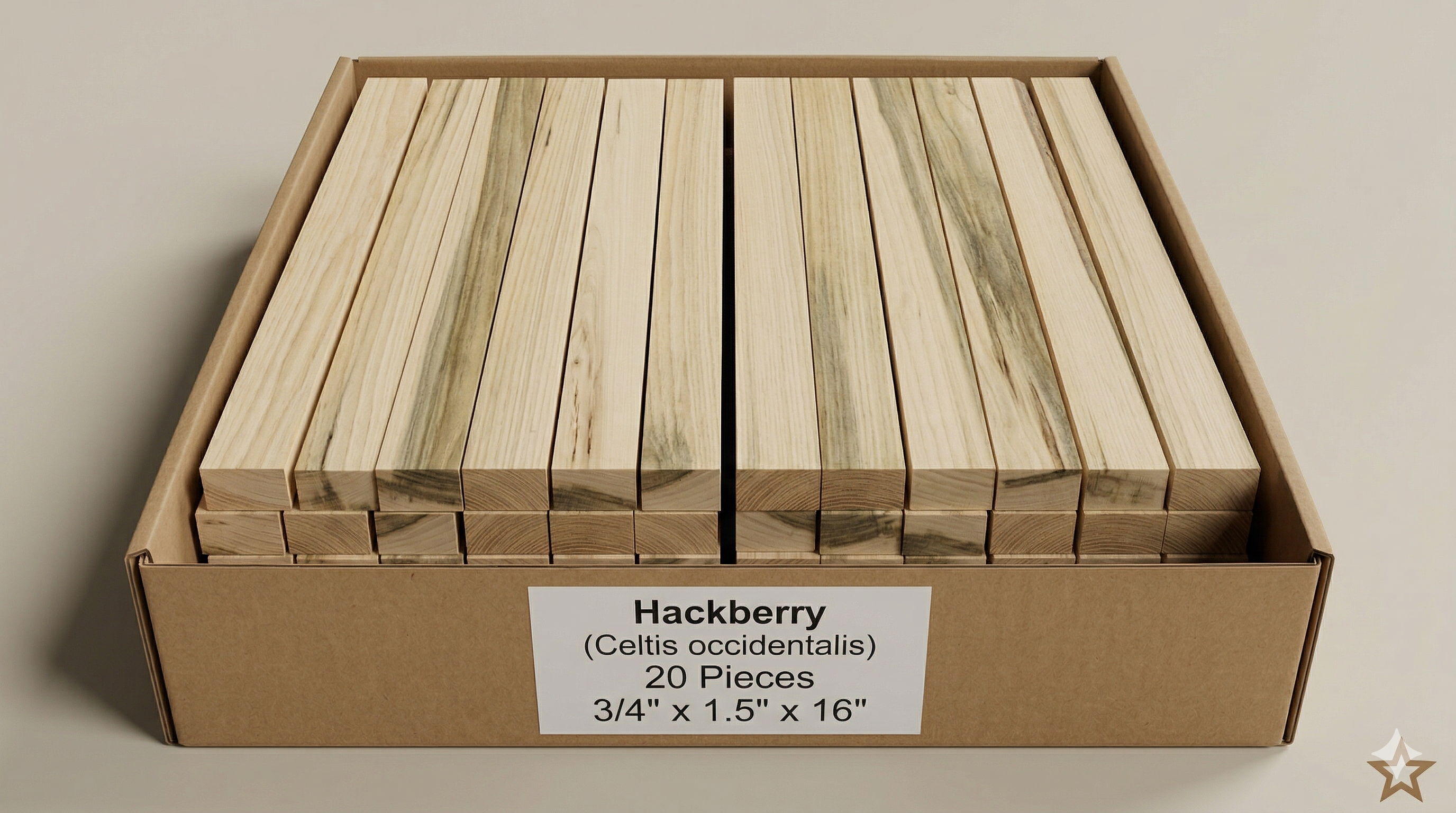 Hackberry (Spalted/Blue-Stain) Project Pack - 20 Pieces Dimensions: 3/4" x 1.5" x 16"