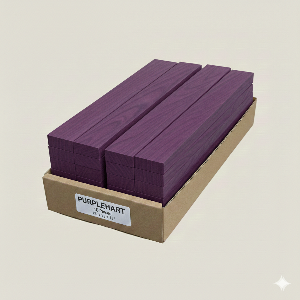 Purpleheart Hardwood Boards 3/4" x 1.5" x 16" - S4S Kiln Dried - 10 Pieces