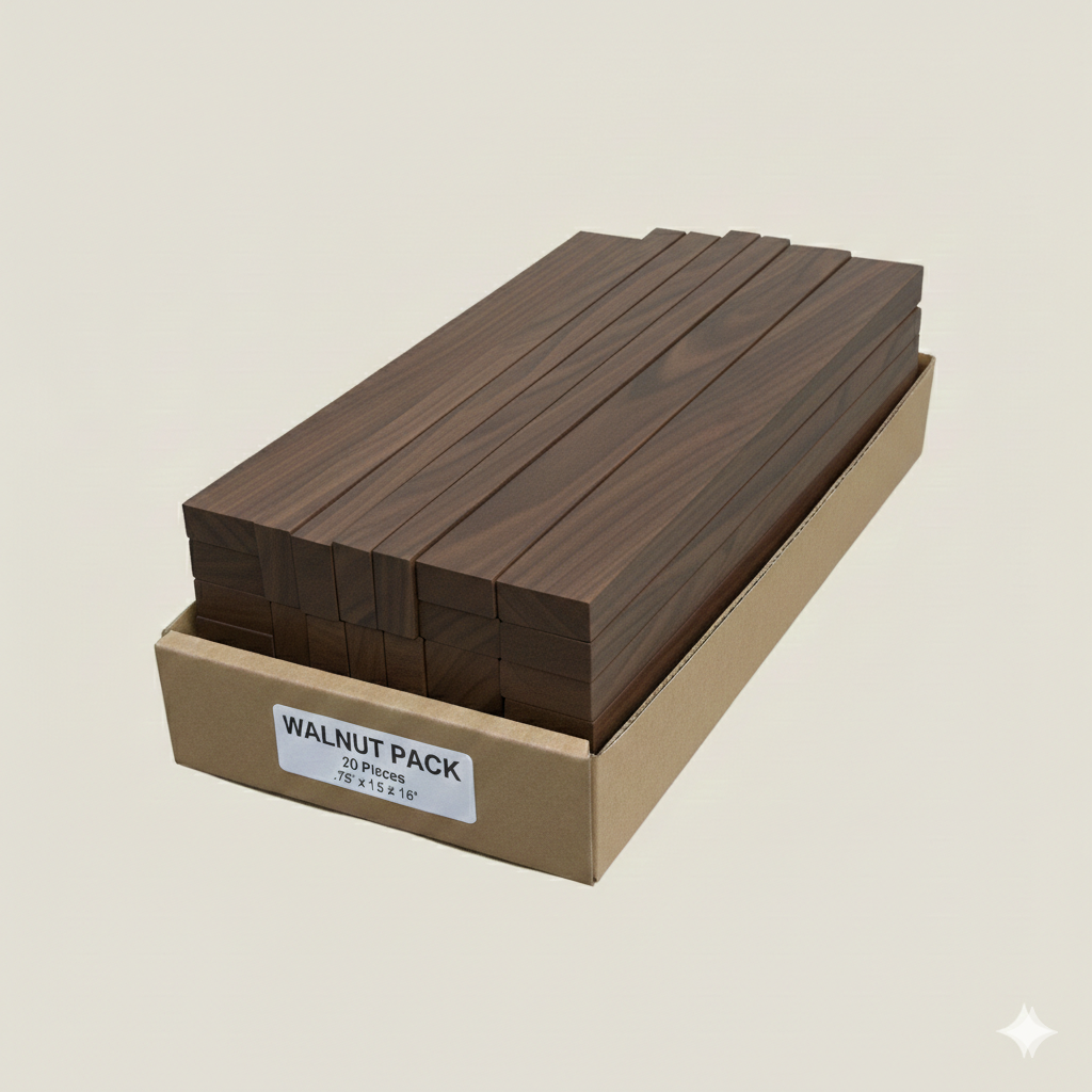 Walnut Hardwood Boards 3/4" x 1.5" x 16" - Kiln Dried - 20 Pieces