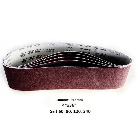 5pcs 4"x36" Sanding Belts 100x915mm 60 80 120 240 Grit Aluminium Oxide