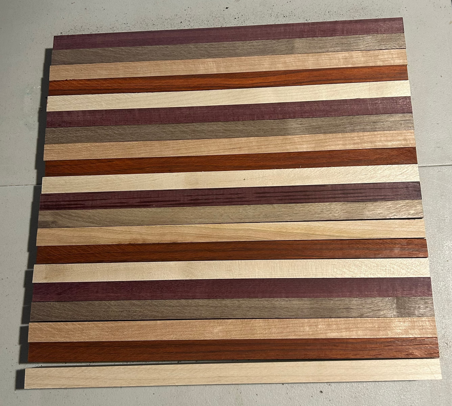 Exotic & Domestic Hardwood Lumber Pack – Walnut, Maple, Cherry, Padauk, Purpleheart – 1.5" x 16" Boards (20‑Piece Premium Craft Wood Set)